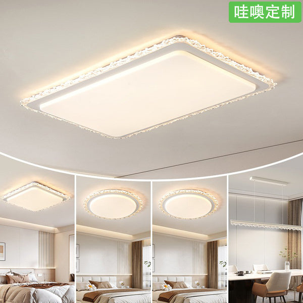 [Wow] Simple creamy light luxury rectangular ceiling light 2025 new Guangdong Zhongshan whole house package light