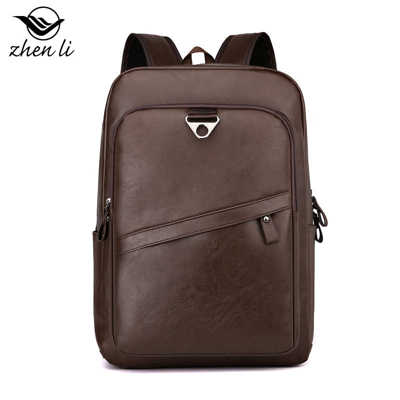 Cross-border wholesale backpack men's simple casual business laptop bag PU leather travel backpack