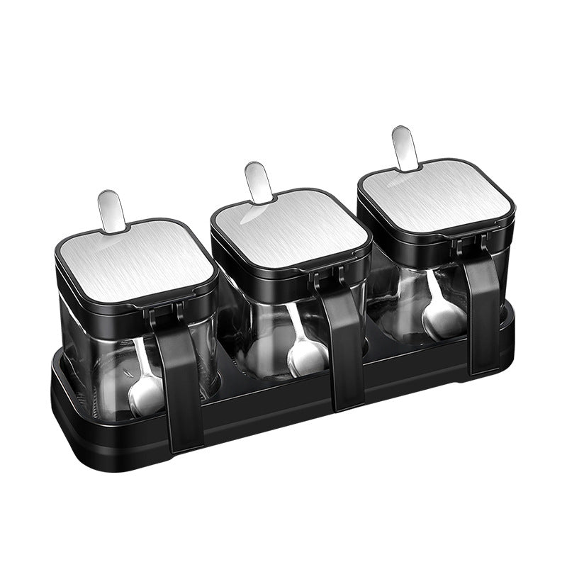 Kitchen supplies Heat-resistant seasoning box Seasoning jar set Sealed seasoning bottle Glass seasoning jar Seasoning bottle Seasoning box