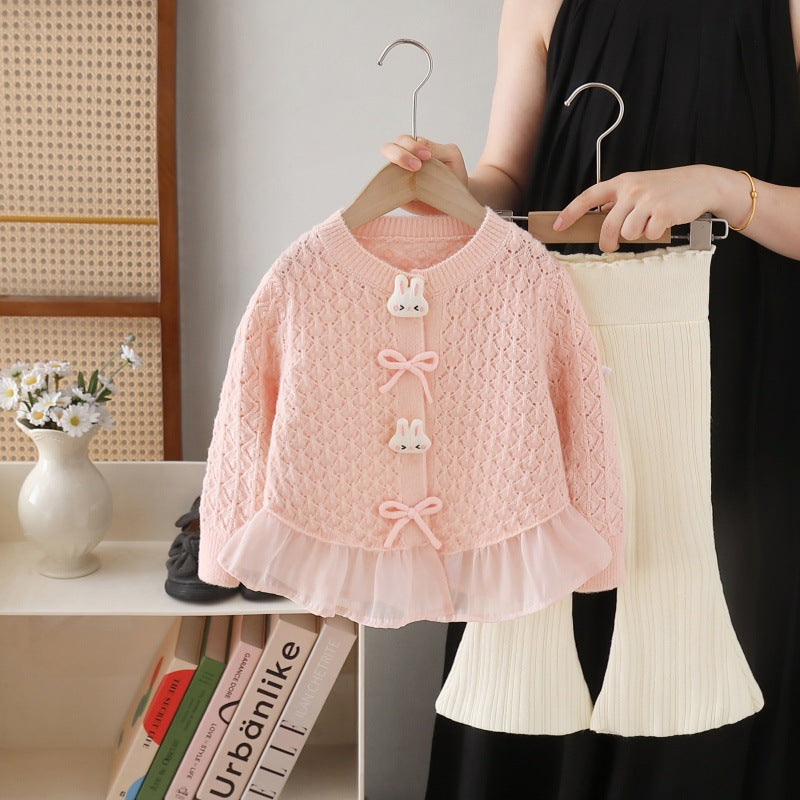 Girls' knitted sweater two-piece set - new autumn/winter  collection - baby girl outerwear and pants set
