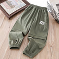 Boys' summer lightweight ice silk pants - quick-dry, mid-to-large size, casual sports trousers with elastic cuffs - mosquito-proof