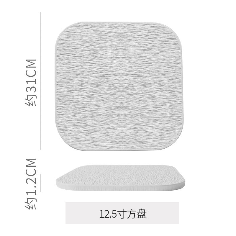 Embossed rock texture flat plate - creative & unique ceramic dinner plate for restaurants & hotels - high-style serving dish