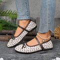 Plus size square heel slip-on flats for women -  summer new french style bow mary janes