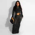 fashion new arrival european and american women's clothing sexy handmade knitting beach skirt cut out imitation mink fur tassel long skirt