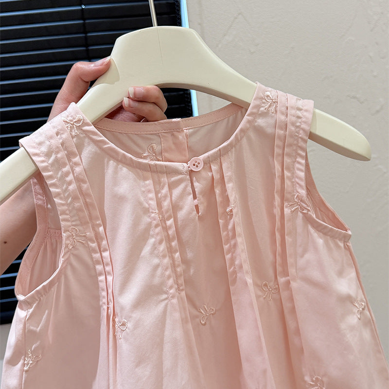 New summer french sleeveless babydoll top for girls - trendy and stylish tank top for baby girls - children's clothing