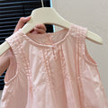 New summer french sleeveless babydoll top for girls - trendy and stylish tank top for baby girls - children's clothing