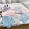 Girls' knitted summer outfit set : korean style cute lace trim straight-leg pants set - trendy