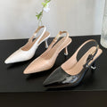 French stiletto closed-toe sandals women's single strap high heels 2026 summer new versatile pointed-toe slingbacks