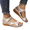 foreign trade new arrival wedge thick-soled sandals for women cross-border large size one-piece strap fish mouth velcro beach sandals