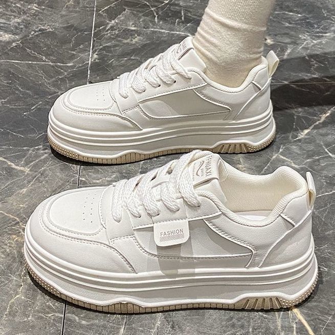 Popular little white shoes women's spring and autumn 2024 new shoes versatile thick baseplate shoes heightening ins sports shoes