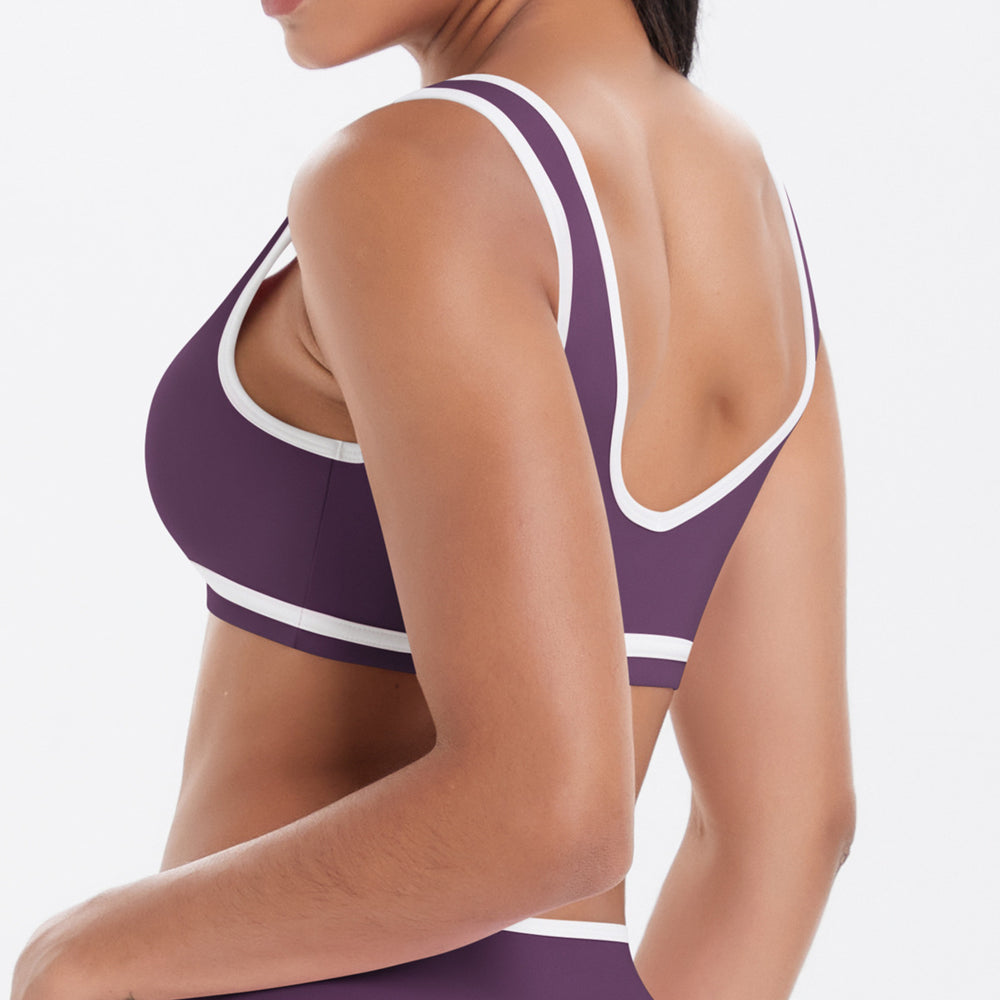 New arrival cross-border double-sided brushed color matching tight breathable beautiful back sports bra running fitness yoga weartops women