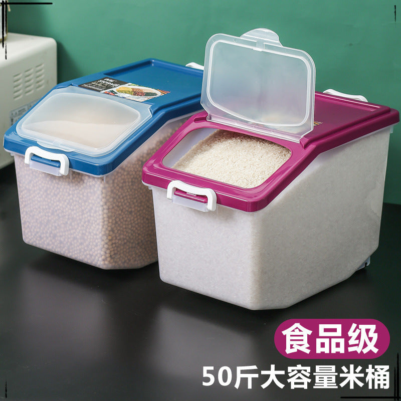 25Kg Multifunctional Rice Tank Household Rice Bucket Rice Storage Tank Rice Box Kitchen Flour Box 10kg Insect-proof and moisture-proof storage bucket