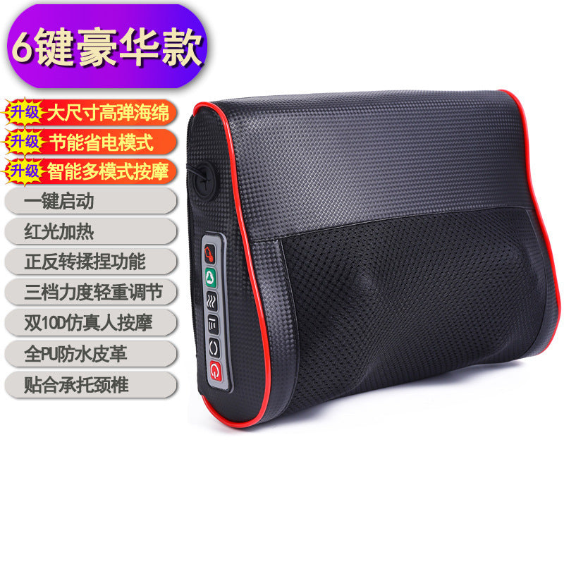 Cervical spine massager neck massage pillow hot compress shoulder lumbar lumbar kneading massager air bag stretching for home