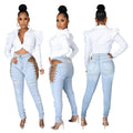 European and american export jeans -  women's fashion hot girl sexy side eyelet tie-up distressed stretch jeans