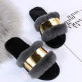 Export fashion outwear fur slippers women's plus sizeflats indoor heattech flip-flops women's stuffedflats sandals