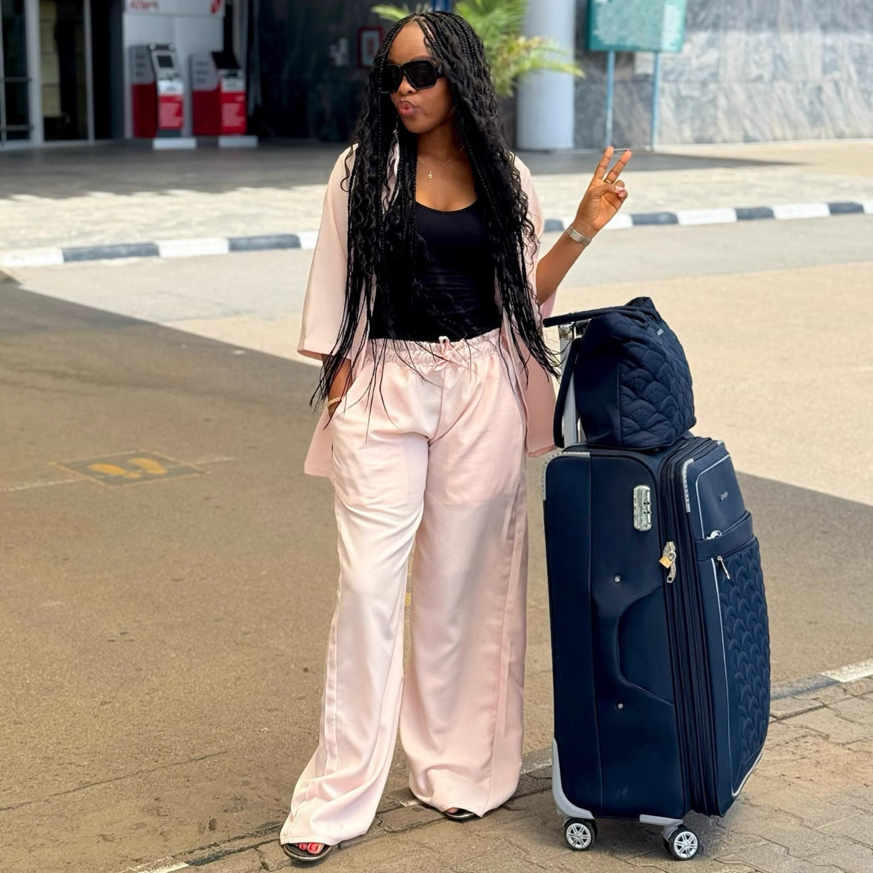 European and American large-size casual women's clothing set solid color cardigan shirt loose age-reducing trousers women's African fashion two-piece set