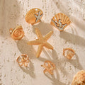 Starfish ring wholesale european and american cross-border jewelry ocean style ins high-end ring 7-piece set conch open ring