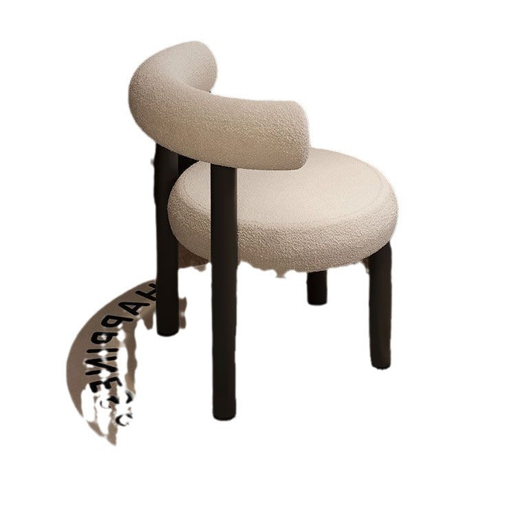 Influencer makeup vanity chair stool - premium designer lambswool cream style dining chair for girls' bedroom (suitable for plus sizes)