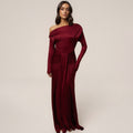 Amazon women's fashion: new autumn  collection - elegant off-the-shoulder ribbon dress, long sleeve slim-fit maxi dress