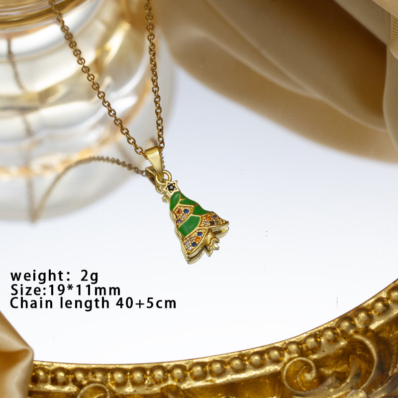 【titanium steel】christmas european and american santa claus reindeer snowman bell necklace - creative design, versatile necklace