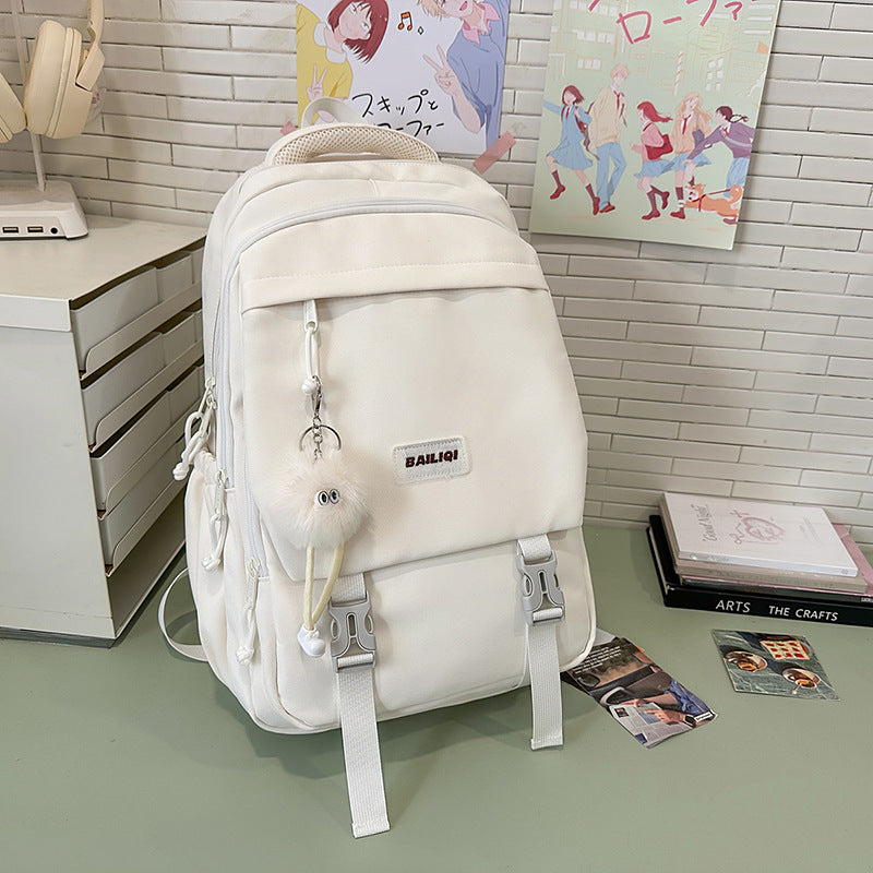 Simple solid color lightweight durable student backpack - available in small, medium, and large sizes - perfect for elementary, middle, high school, and university students