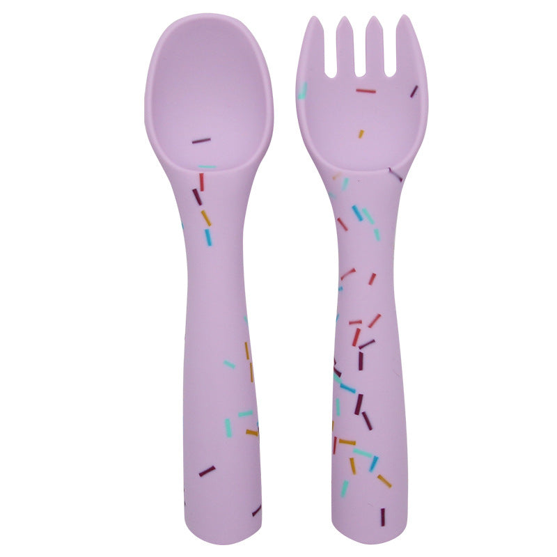 Cross-border supply Silicone children's tableware set Baby complementary food bowl bib, fork anti-drop set Cross-border spot