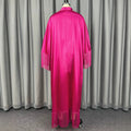 New african solid color batwing sleeve dress with bow tie and satin tassel robe dress (bubudress)