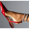 new pointed-toe rhinestone sandals for women, export quality, european and american style, flat heel, size 42, silk satin, open back with buckle closure