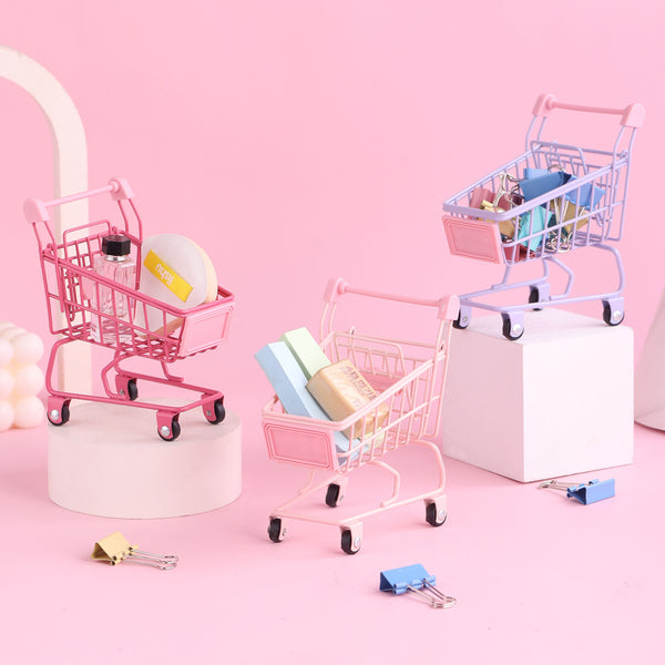 Creative children's mini simulation supermarket shopping cart girl playhouse toy puzzle model storage cart