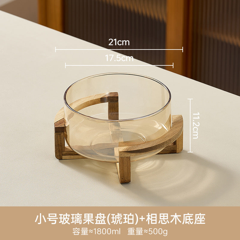 Glass fruit bowl salad bowl with stand - ideal for hotel reception, ktv buffets, home use, welcome snacks, candy storage, and fruit serving