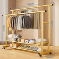 **[reinforced 25mm diameter tubing] 120cm gold double-decker parallel bars with wheels**