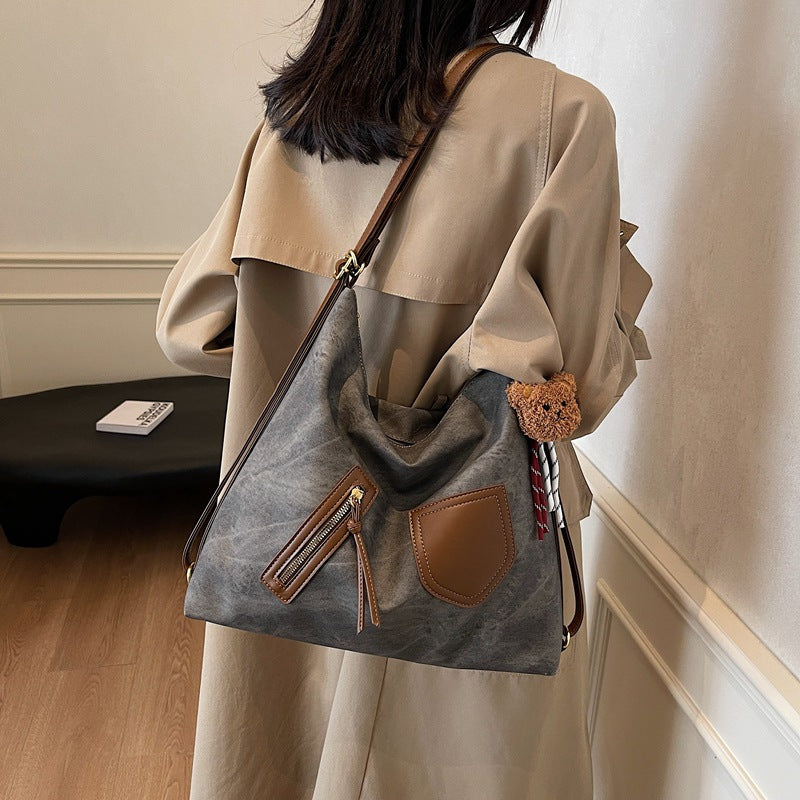 Cross-border high-end retro messenger bag women's 2025 autumn and winter casual versatile single shoulder large-capacity commuter tote bag