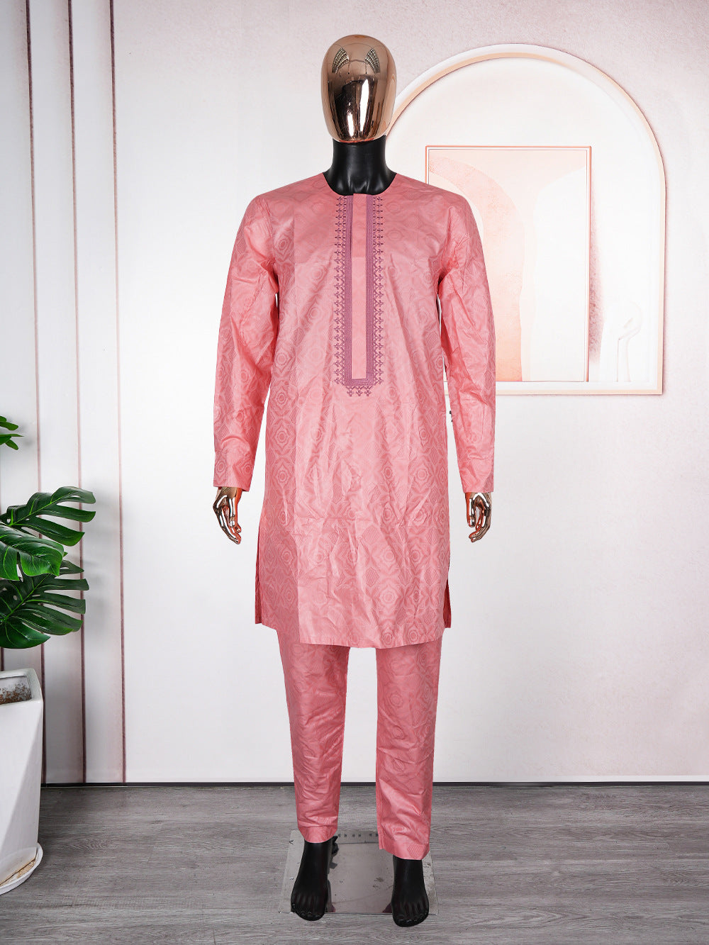 foreign trade fashion  couple wear plus size men's wear new jacquard cloth full craftsmanship scented three-piece suit