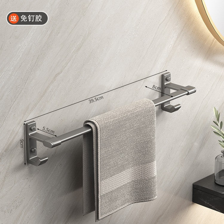 Gun gray space aluminum towel rack towel bar double pole single pole bathroom bath towel storage rack bathroom hook storage