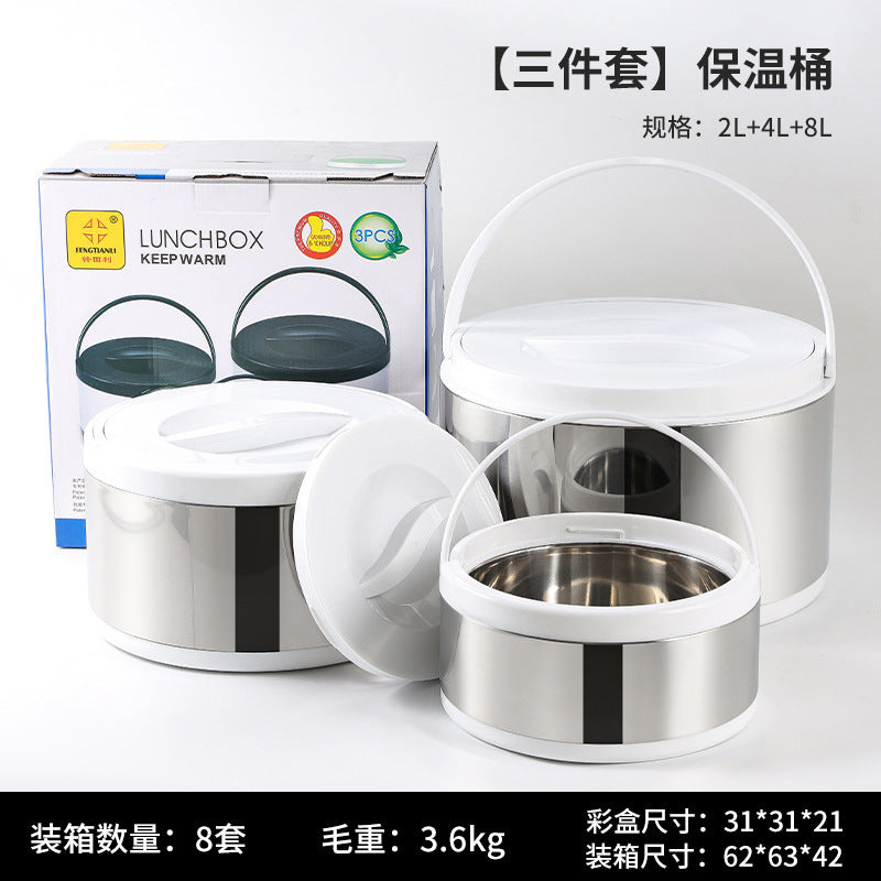 Hot-selling for export: large capacity commercial-grade insulated food carrier - portable lunch box with insulated pot and three-piece home use set