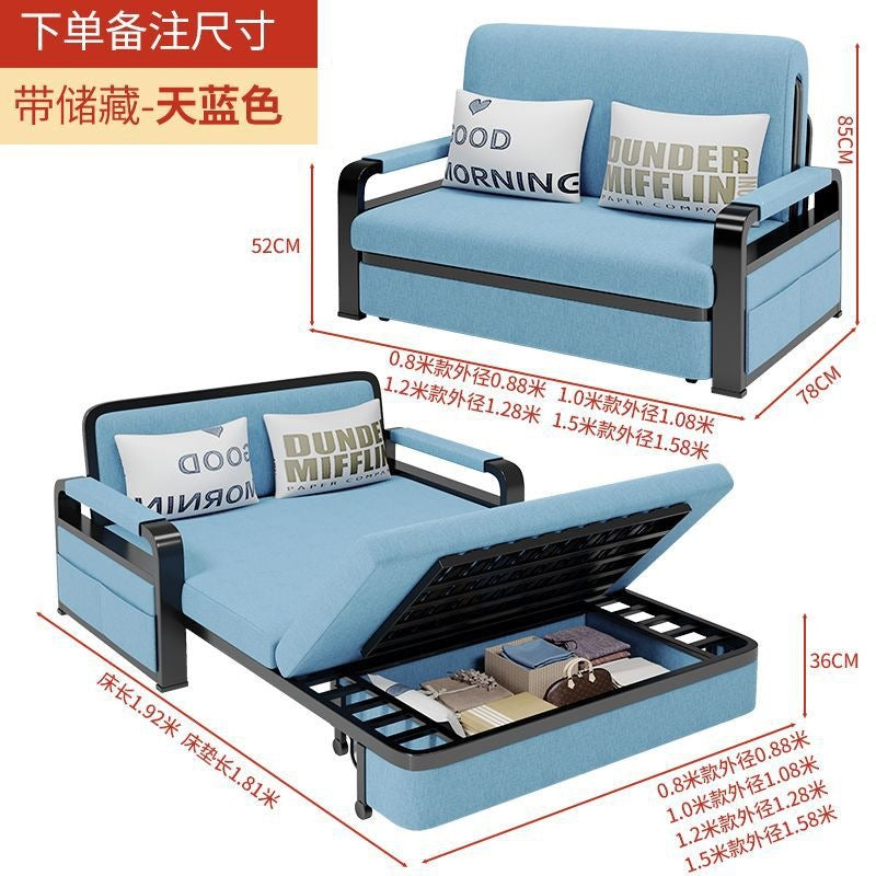 Sofa bed dual-purpose foldable small apartment living room multi-functional telescopic bed popular detachable washable fabric single sofa bed