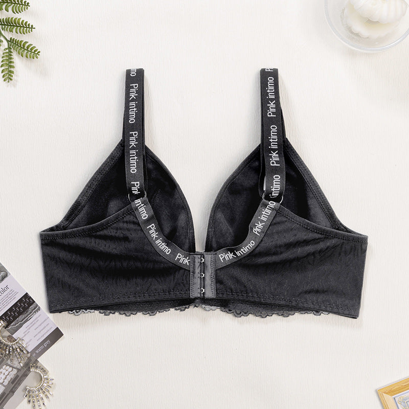 wholesale plus size women's bra laceplaid push-up anti-sagging big breasts appear small push-up plus sizeintimates