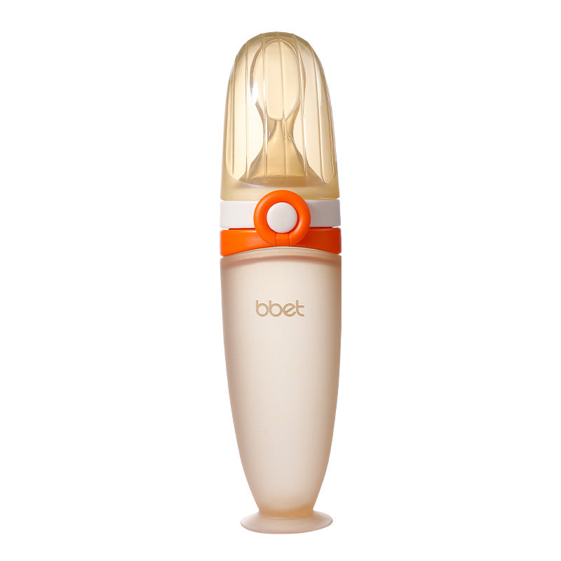 Baby feeding spoon rice cereal spoon bottle gift set squeeze-style silicone soft spoon baby food supplement tools feeding essentials customization