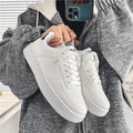 Men's skate shoes - spring 2026 new collection: breathable, athletic, casual mesh sneakers for teens - trendy, versatile, solid color white sneakers for men