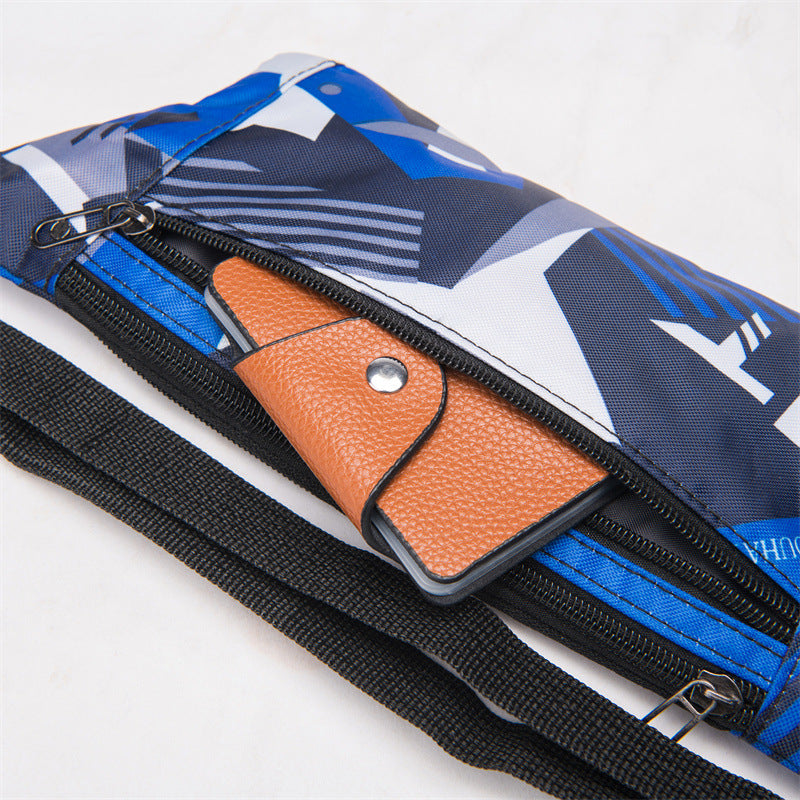 Fanny pack men's ins Japanese trendy brand canvas bag printed breast bag satchel wholesale student sports versatile messenger bag