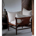 Leather upholstered designer solid wood b&b living room saddle leather chair wabi-sabi style sofa frameless b&b commercial