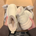 Bread snow boots for women winter2026new arrivalfleece-linedthickened leather short boots thick sole cotton boots waterproof cotton shoes