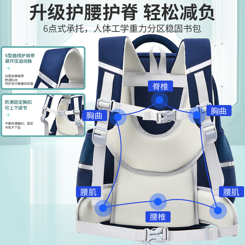 New 2023 multi-functional boys and girls backpack for grades 1-6 to reduce the burden and protect the spine, large capacity, schoolbag for primary school students