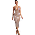 C7210 cross-border   fashion women's hotfix rhinestone slim-fit sleeveless solid color sexy dress