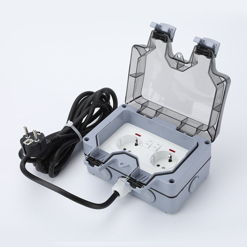 Two-position lamp with switch with wire German two-position European standard German outdoor rainproof socket splash-proof box household