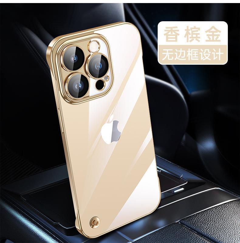 Suitable for iphone 16 electroplated pc frameless mobile phone case 15 transparent apple 14 comes with lens film all-inclusive hard case