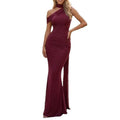 european and american export women's summer new arrival: elegant one-shoulder bodycon maxi dress with ribbon detail and pencil skirt