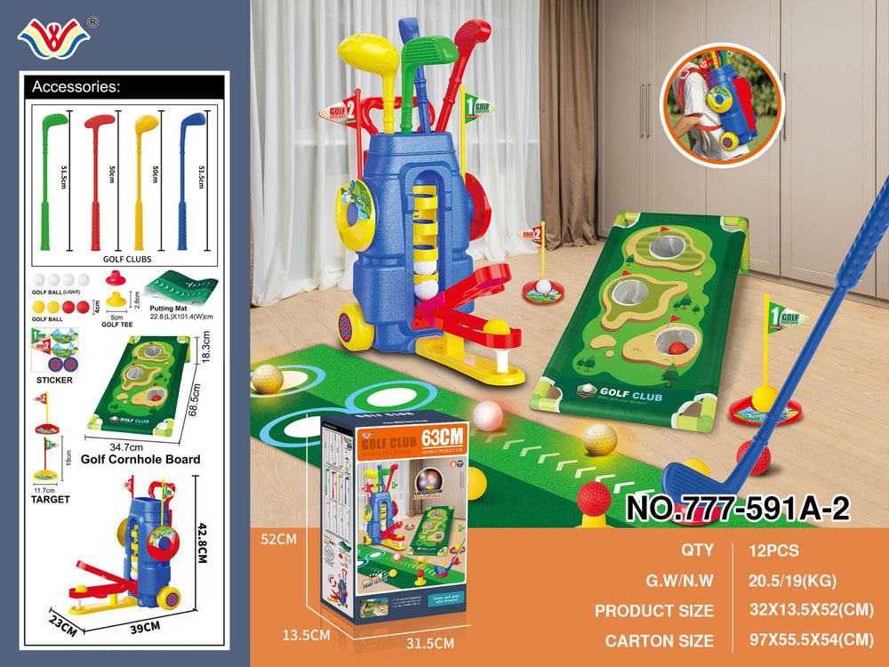 Hand-pushed kids golf set indoor and outdoor telescopic box sports toys family interactive sports simulation batch
