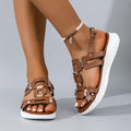 Fashionexportplus size double buckle flats slippers women's cross-border retrocasual lightweight beach sandals