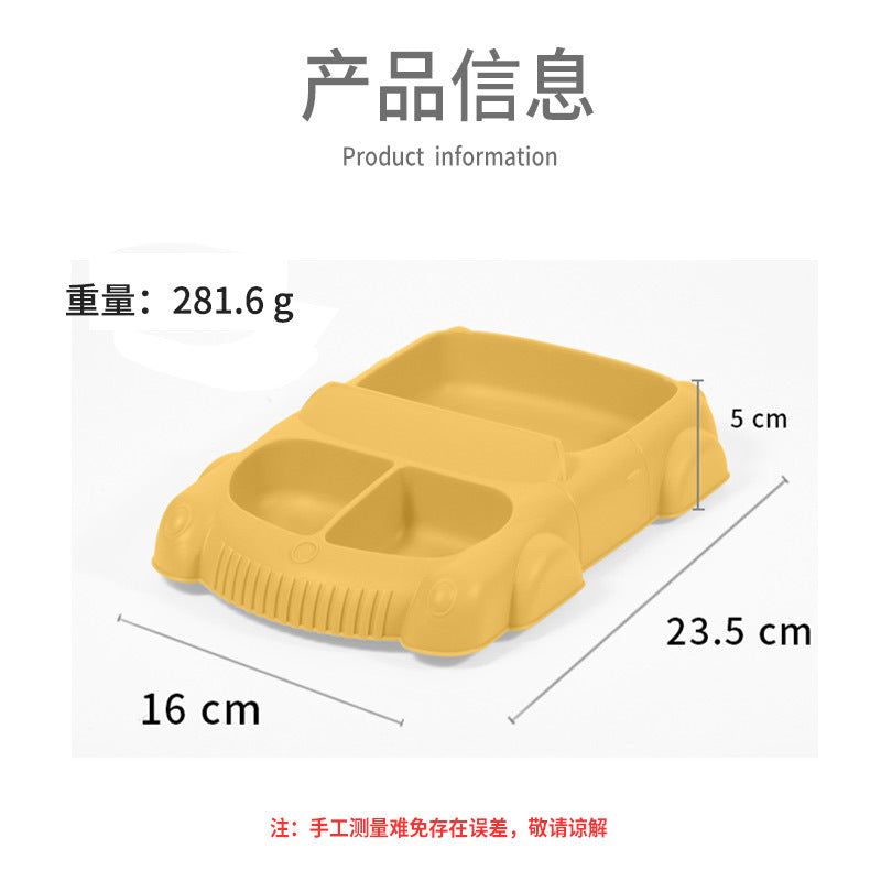 Factory new product baby silicone dinner plate large suction cup tableware set 8-piece set cartoon children's car silicone dinner plate
